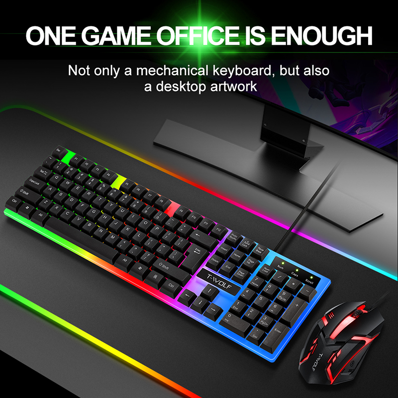 Keyboard Mouse Set Wired Gaming Mouse And Keyboard Set Rainbow Backlight Gaming Computer Waterproof Keyboard Suitable PC Laptop