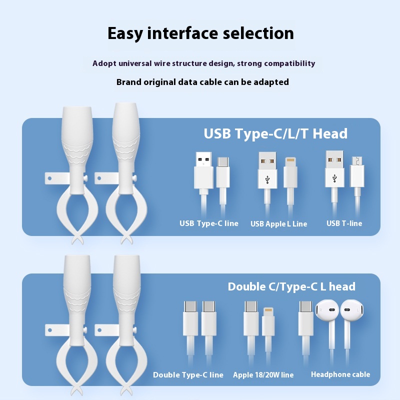 2in1 Silicone Cable Protector for Android/iPhone Anti-Snap Charger Cord Guard /w Reinforced Connector & Tangle-Free Organizer