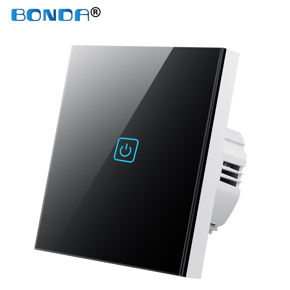 Light Touch Switch EU 110-220V Tempered Crystal Glass Panel Led Sensor Switches Wall Lamp Backlight 1/2/3 Gang 1 Way Smart Home: 601 NO LOGO Black 01