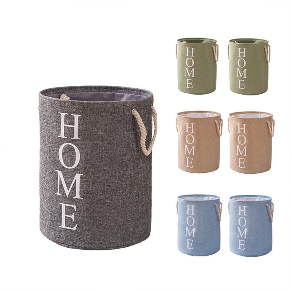 Extra Large Linen Laundry Basket Collapsible Fabric Laundry Hamper with Ring Handle Portable Washing Bin Folding Clothes Bag