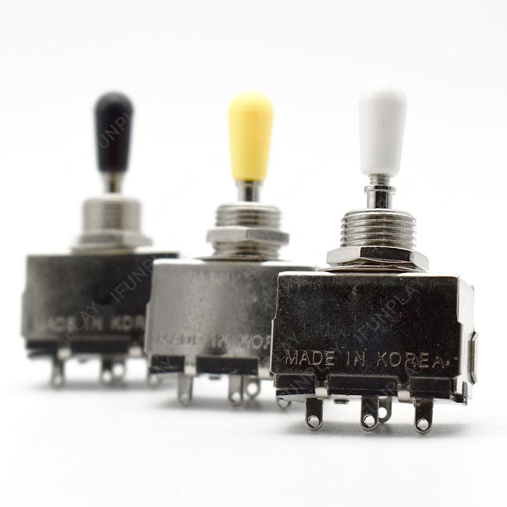 Metal 3 Way Alternar Controle Interruptor, Interruptor de Guitarra Elétrica com 2Pcs Interruptor Tip, LP, SG, Livre