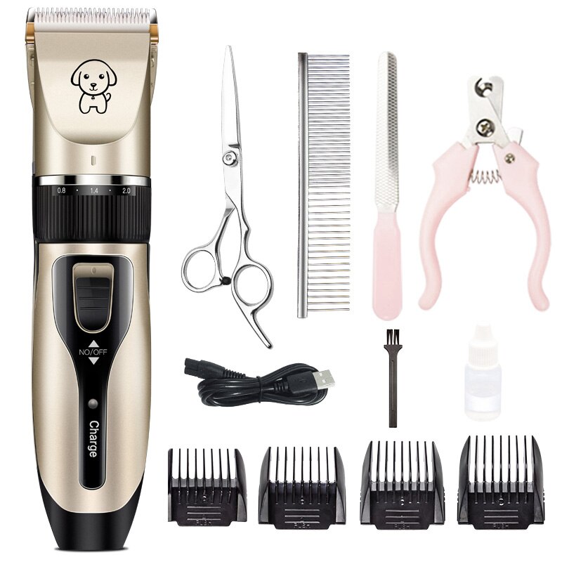 Elektrische hondentrimmer, usb-oplaadbaar, huisdiertrimmer, oplaadbaar, geluidsarm scheerapparaat, trimset voor huisdieren: K5- sets 3