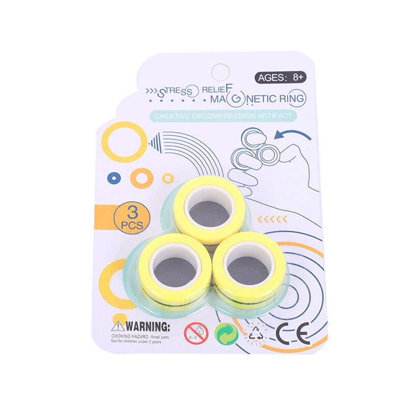 Anti-Stress Magnetische Ringen Fidget Unzip Speelgoed Magic Ring Props Gereedschap Kinderen Magnetische Ring Vinger Spinner Ring Volwassen Speelgoed: yellow