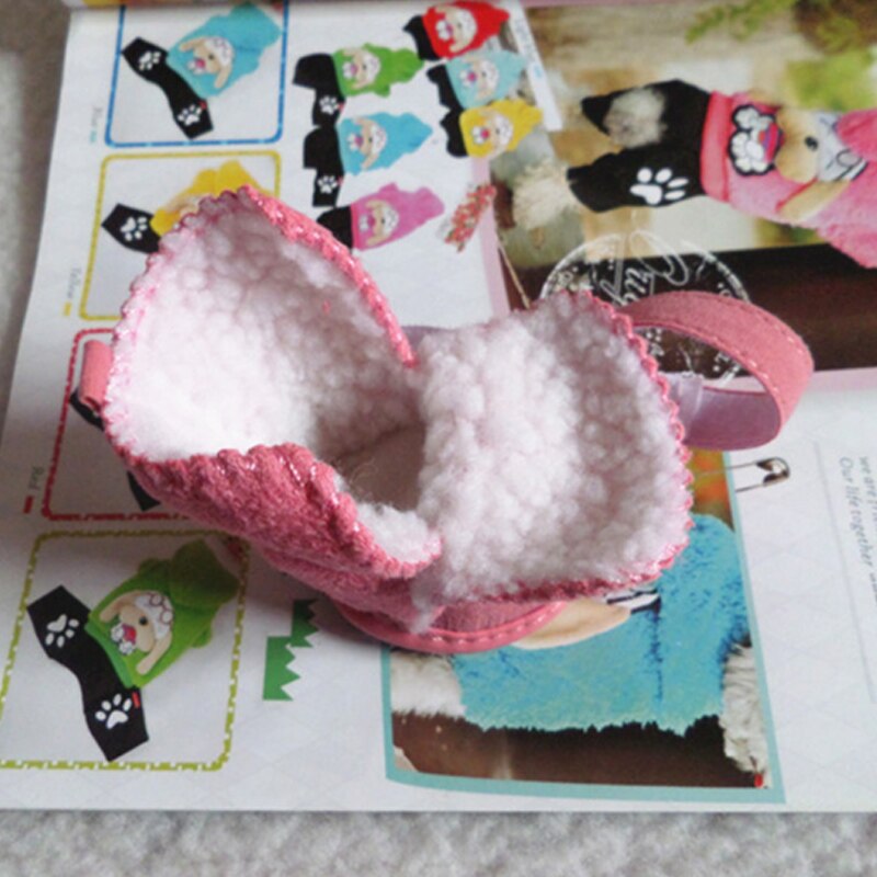 Warm Winter Shoes for Dogs Pink 4PCS/Set Comfortable Soft Cute Dog Boots Snow Walking Cotton Blend