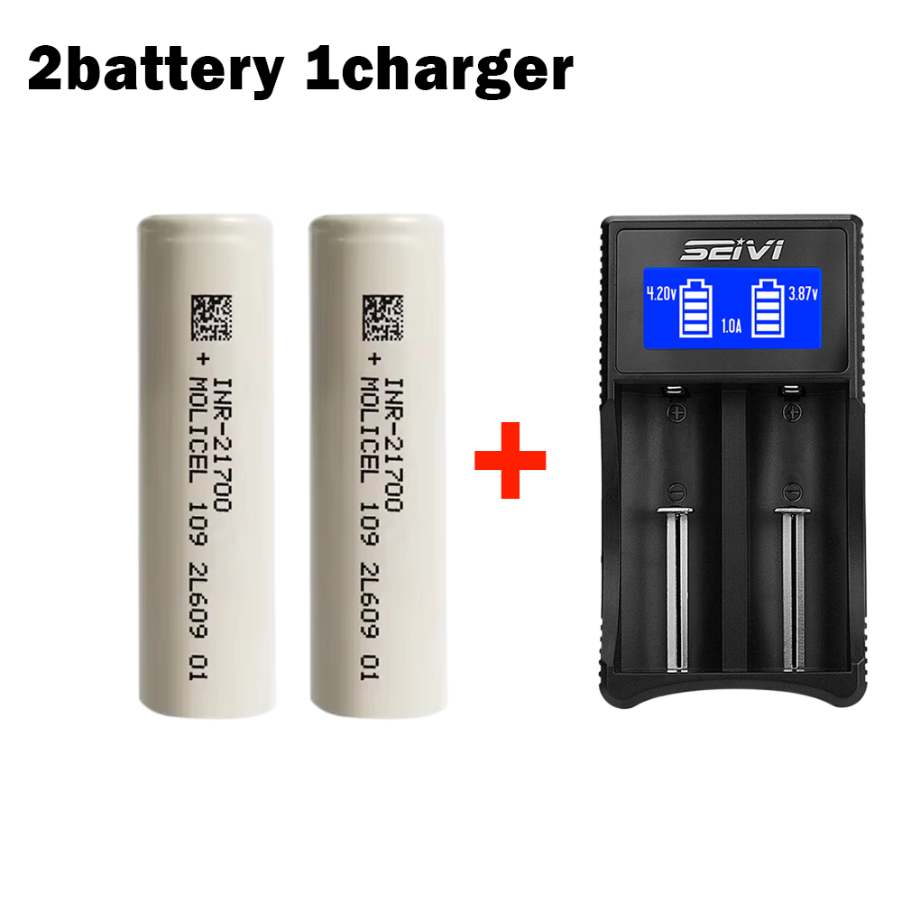 1-10 pcs inr 21700 battery 21700-50e 3,7 v 5000 mah super large capacity lithium-ion battery 5000 mah rechargeable batteries + charger: Orange