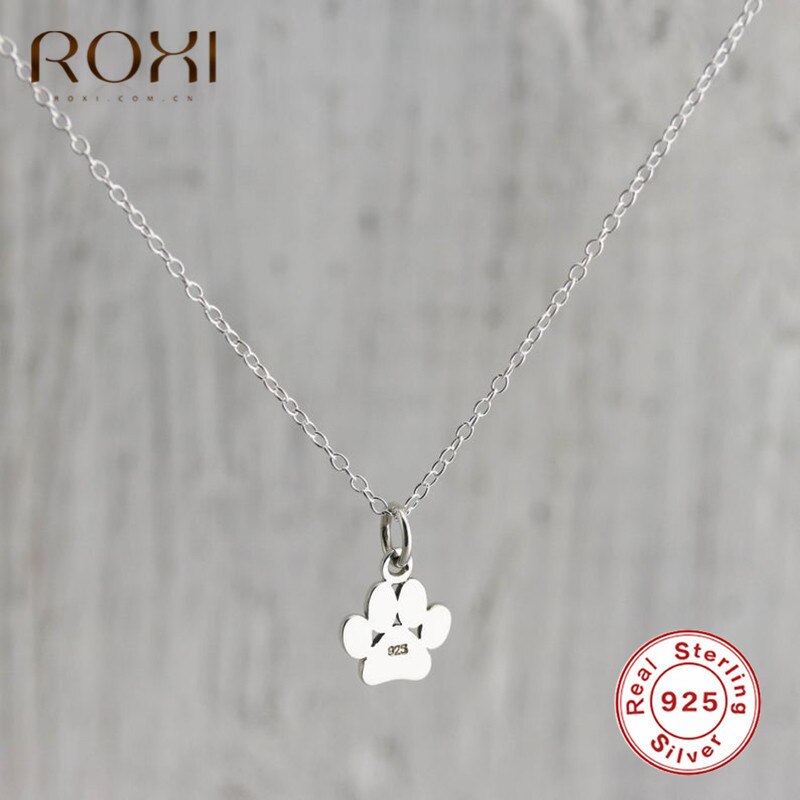 ROXI-collar con amuleto de pata de Animal para mujer, gargantilla de Plata de Ley 925 con colgante en forma de gato y perro, accesorios de joyería para mujer, de