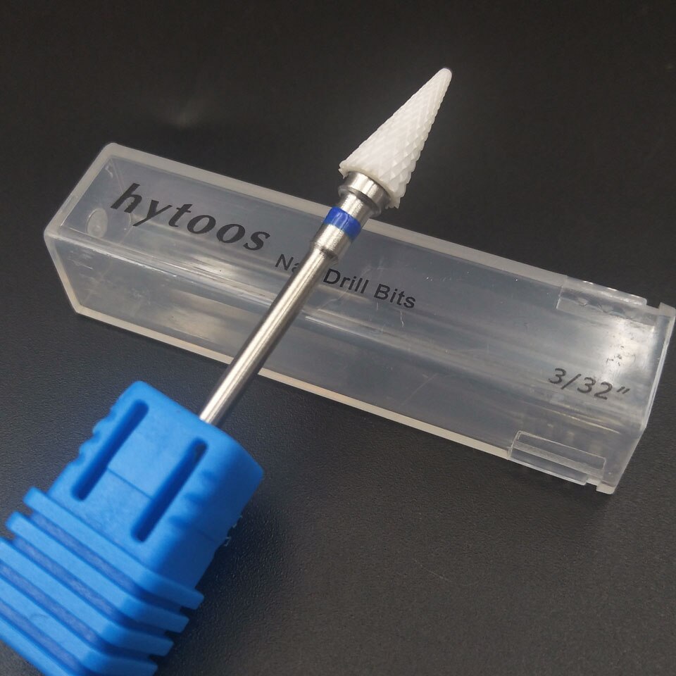 Broca de clavo de cerámica HYTOOS, brocas giratorias de 3/32 "para herramientas de manicura y pedicura, accesorios de taladro