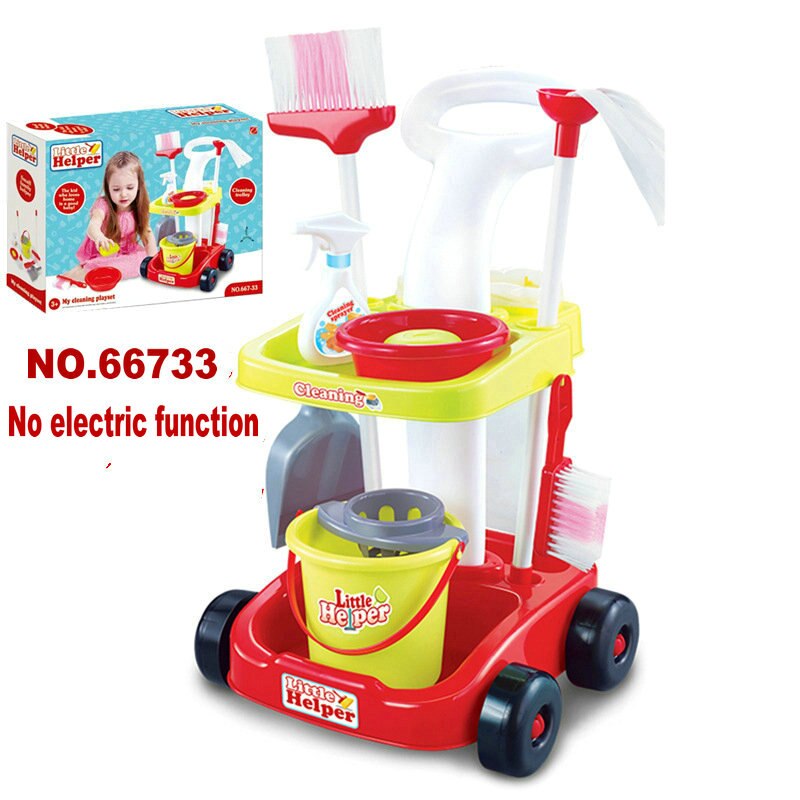 Juguetes de limpieza de suelo para niños, Cubo de trapeador, escoba, aspiradora, juguetes para juego de imitación, para niñas de 3 a 6 años, 53cm: 66733 bucket