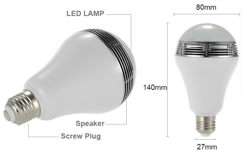 E27 SMART LED BULB BLUETOOTH SPEAKER , COLORFUL WIRLESS LED LAMP SPEAKER BLUETOOTH , WITH ANDROID/IOS APP REMOTE CONTROL
