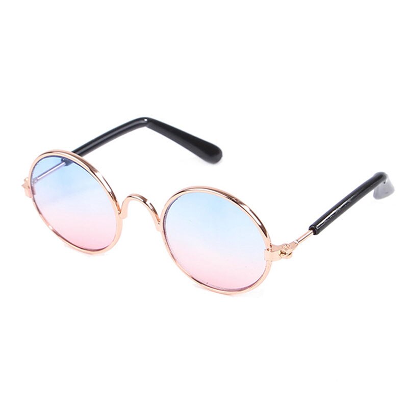 Pet Glasses Lovely Vintage Round Cat Sunglasses Reflection Eye Wear Glasses For Small Dog Cat Pet Photos Props Accessories: light blue