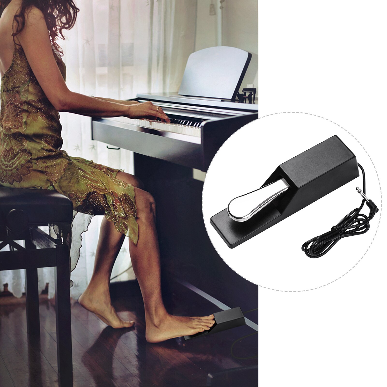 Muslady Piano Sustain Pedal Keyboard Damper Pedal 6.35mm Plug MIDI Keyboards Digital Pianos