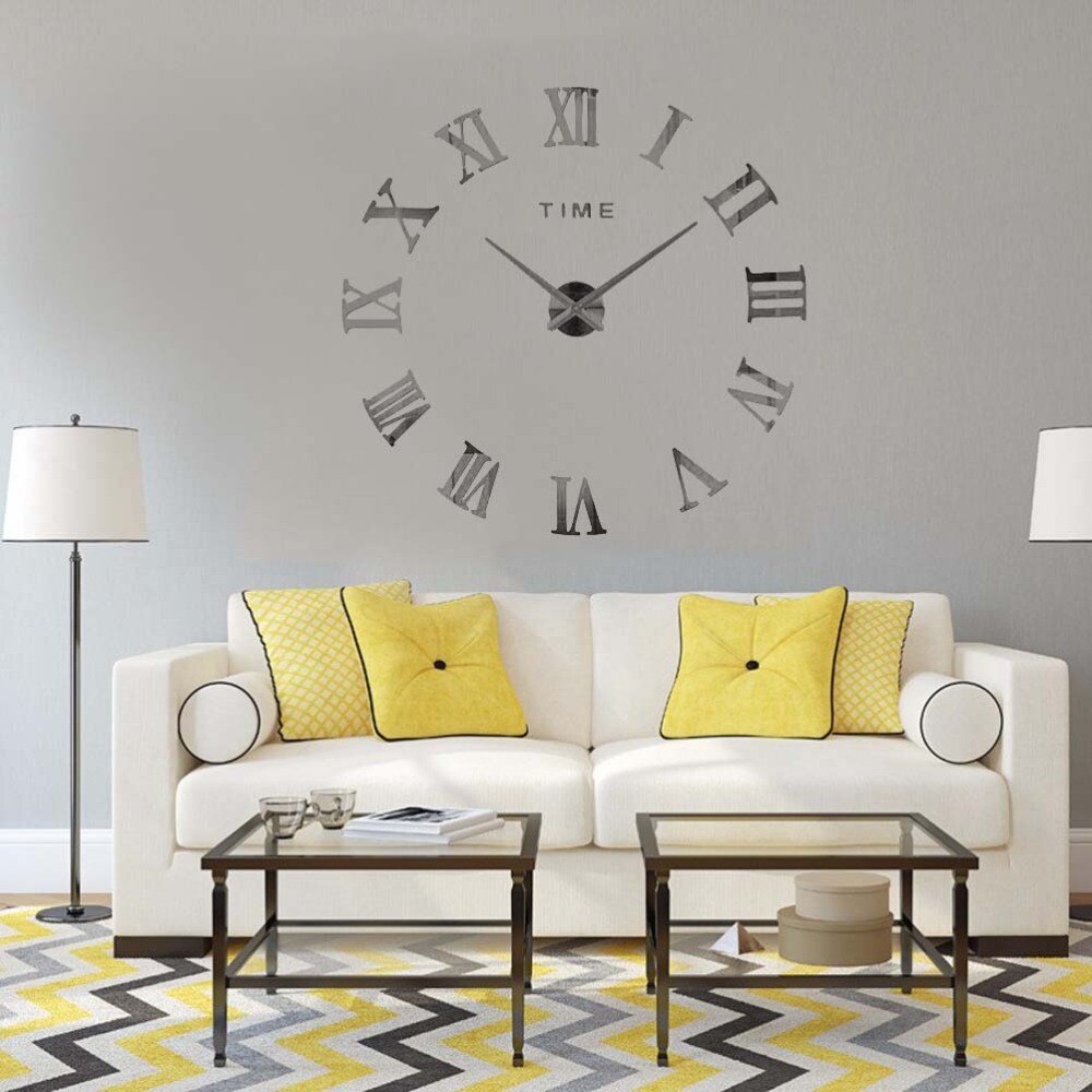 Foreign Trade Best-selling Oversized Wall Clock Acrylic Mirror Surface Oversized Wall Clock Digital Oversized Wall Clock 3D Thre