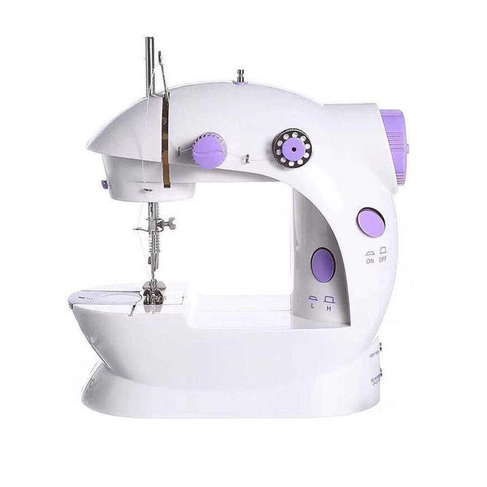 Mini Sewing Machine Built-in Light Mending Machine Double Thread Stitching Electric Pedal Sewing Small Gadget: UK