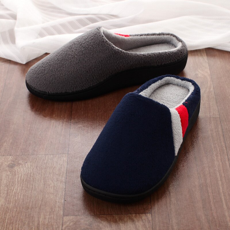 Home Slippers for Men Winter Furry Short Plush Man Slippers Non Slip Bedroom Slippers Couple Soft Indoor Shoes Male