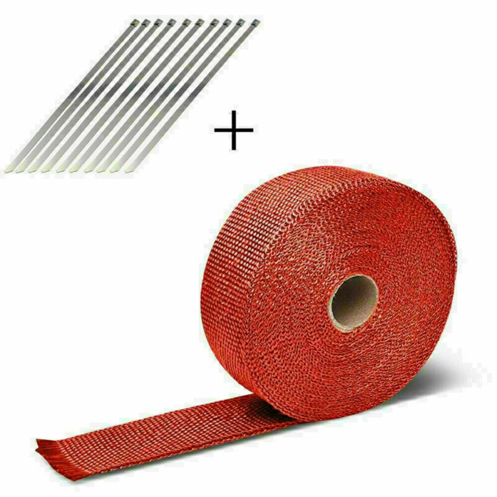 Cotton Tape Exhaust Pipe Wrap 5 Meters Insulation Spare Motorcycle Thermal: Red