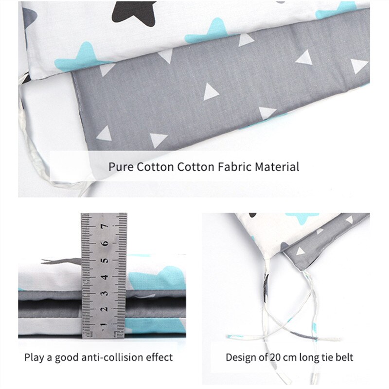 Cotton Baby Bed Bumper Print tresse lit Bumper Pillow Cushion Double-faced Detachable Newborn Cot Edge Protector Decor 130*30CM