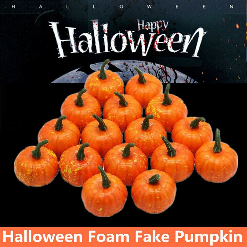 12 Uds Mini calabazas artificiales de espuma, calabazas doradas de otoño, calabazas de Halloween, calabaza, de Acción de Gracias, decoración del hogar