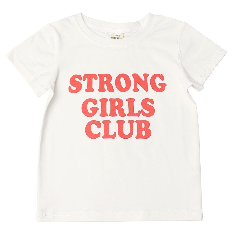 Baby Kleding Baby Meisjes &#39;Tees Korte Mouwen Katoen Tees Meisjes Kinderen T-shirt &quot;Stong Meisjes Club&quot; T-shirt Voor 1-7Y Kids: 80cm