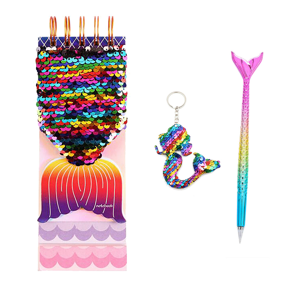 Reversible Sequin Notebook A6 Size Journal Book Set Writing Stationery Student Mermaid Diary Book Weekly Planner School Supply