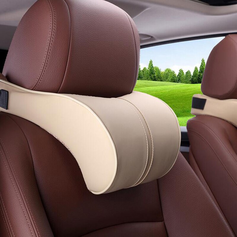 PU Leather Auto Car Neck Pillow Memory Foam car pillow Neck Rest Seat Headrest Cushion Pad