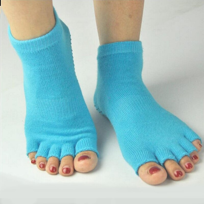 1 Pair Half Toe Yoga Socks Peep Toe Anti-Slip Pilates Ankle Grip Durable Five Fingers Socks