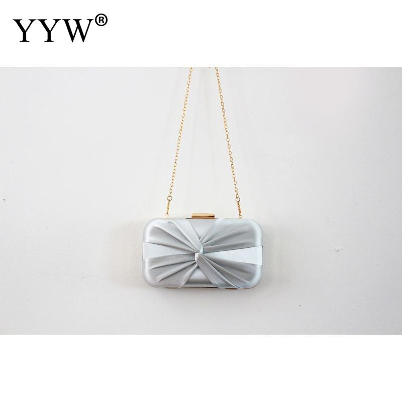 Bow Clutches Bag For Women Pink Sliver Clutch Evening Bag Bride Wedding Bags Party Handmade Chain Handbag Female Purse