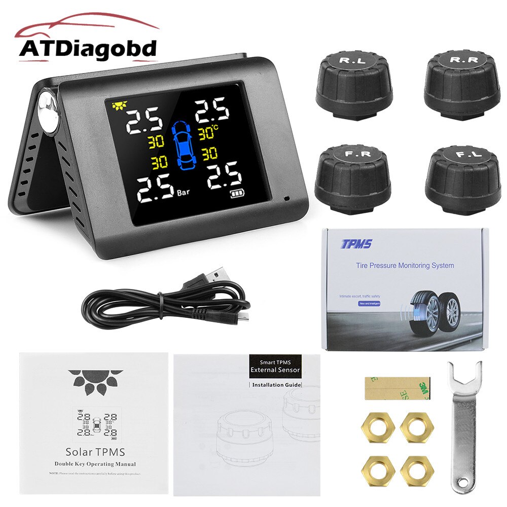 VSTM original solar TPMS car tire pressure monitoring sensor system safety alarm internal sensor tire pressure display 5.0