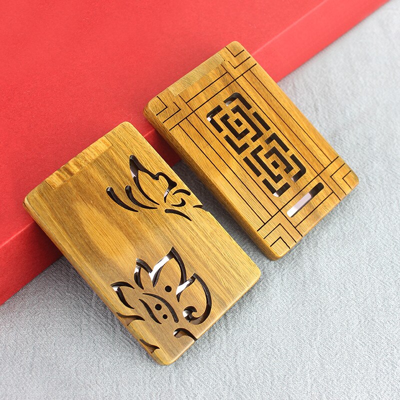 Carved Green Sandalwood Makeup Mirrors Folded Double-sided Wood Comestic Mirror Sandalwood Portable Small Pocket Mirror
