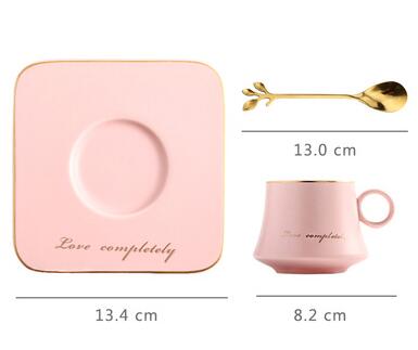 Ensemble de tasse à café et soucoupe à bordure dorée européenne ensemble de thé de l'après-midi ensemble de café en céramique de Restaurant occidental: Rose