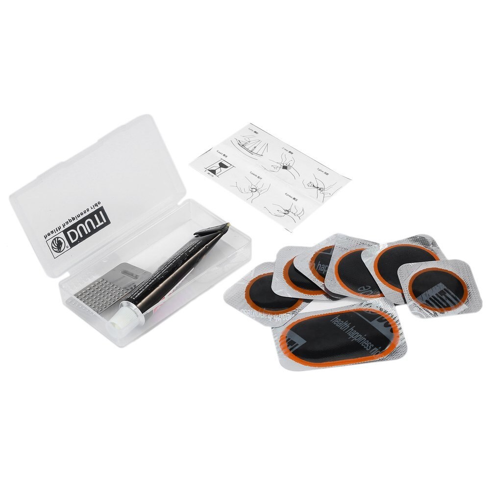 Kit de reparación de bicicleta nueva, juego de reparación de neumáticos de goma plana, tubo de neumático, pegamento, Accesorios de reparación de bicicleta,