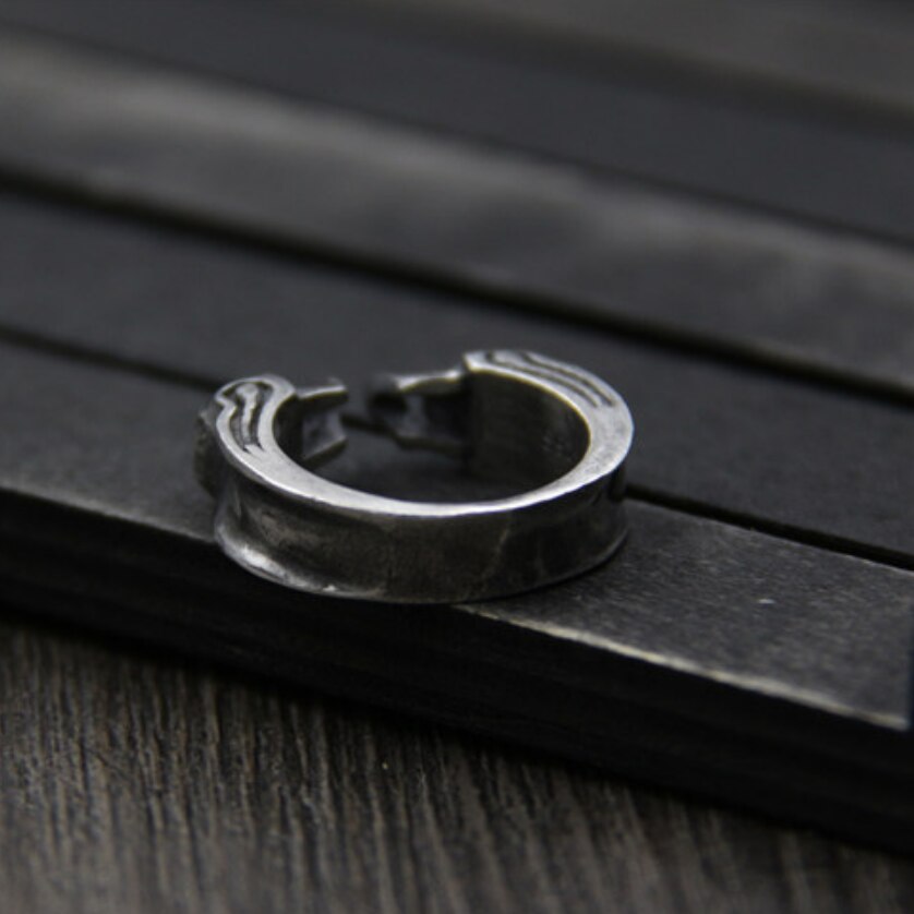 Puro argento del cranio di Modo Anello Aperto delle donne degli uomini Reale argento Doppio del cranio Anelli Maschio 925 anello d'argento Dei Monili del regalo