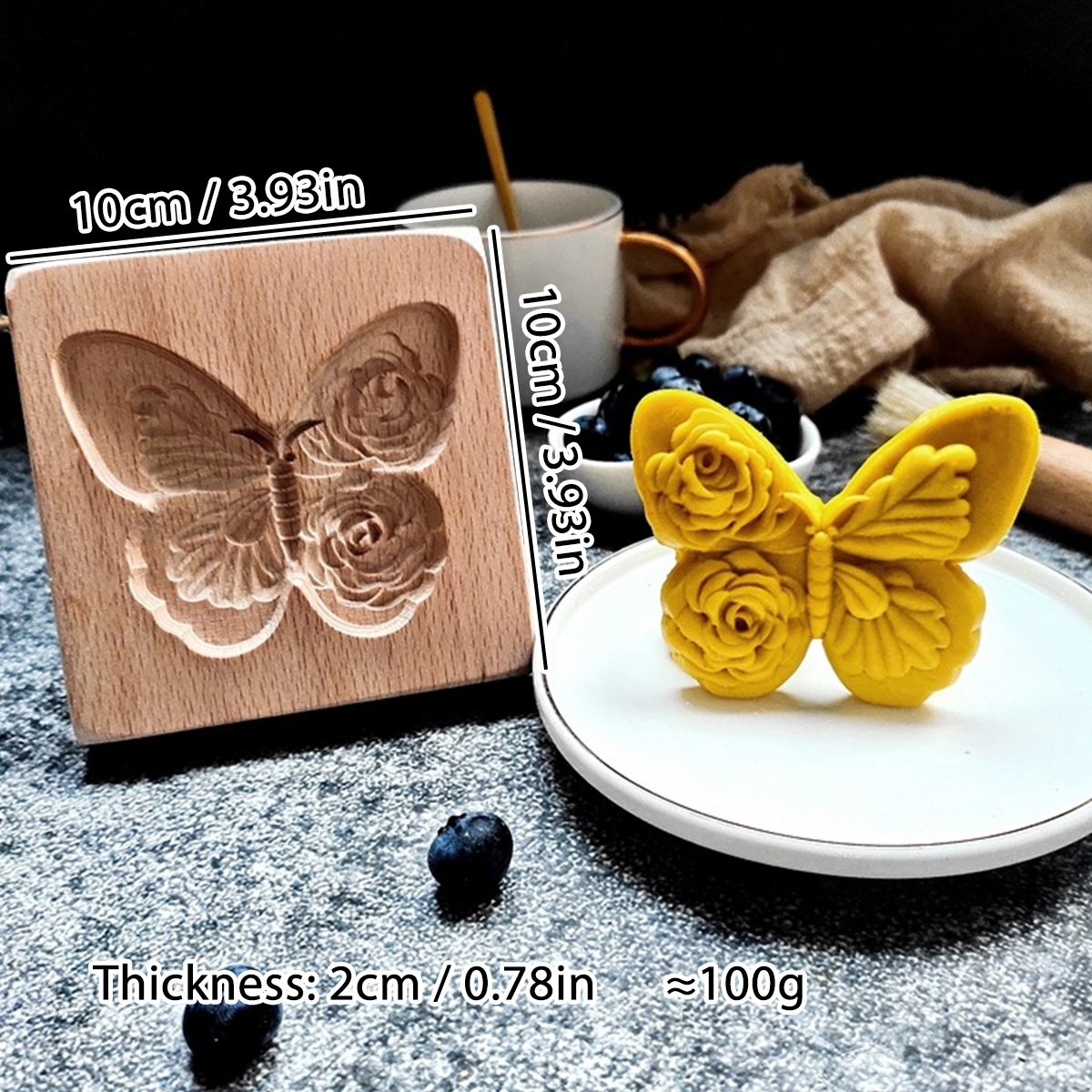 1 molde de madera para galletas de Navidad, patrones de animales, moldes para cortar galletas en relieve tallados en 3D, pájaro, oso, tigre, caballo, ardilla: marrón