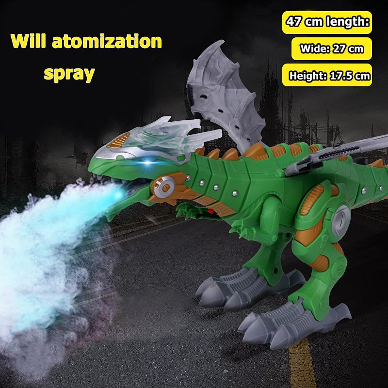 Elektriske dinosaurer børnelegetøj gå-spray gynge robotmodel med lys lyd