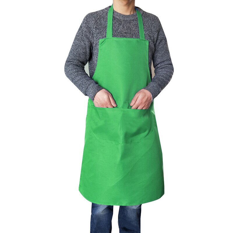 Waterproof Apron for Women With Pockets Solid Color Kitchen Restaurant Cooking Shop Art Work Apron Korean Waiter Aprons: Light green
