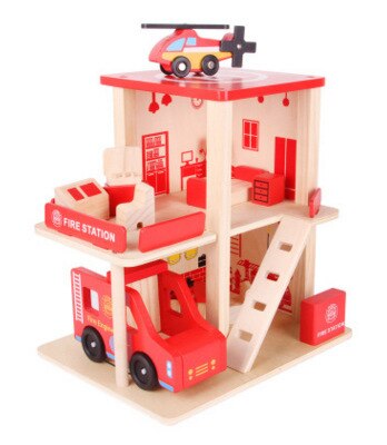 1Set Children's Wooden Simulation Parent-child Toy Play House Wooden Parking Lot Simulation Model Toy: Default Title