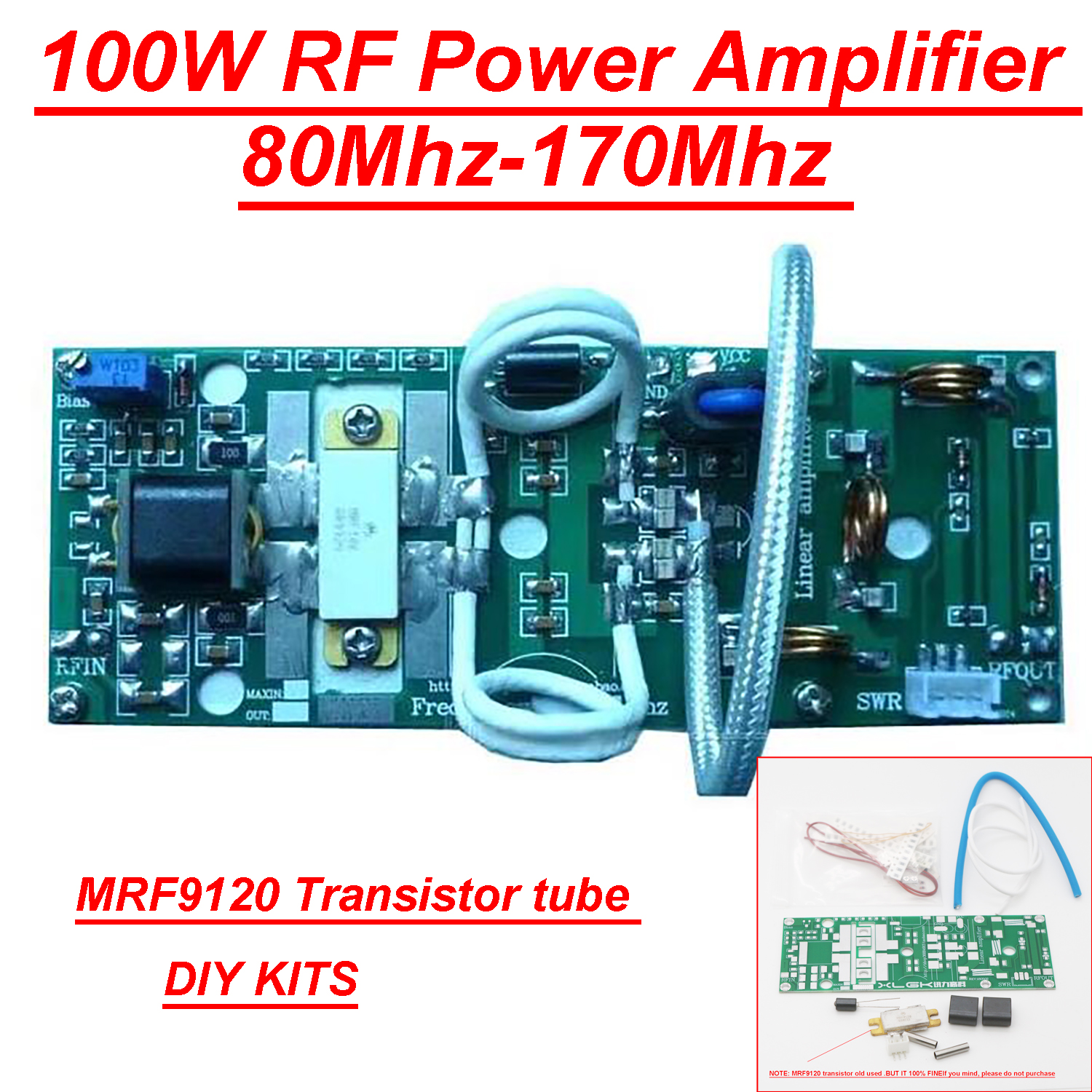 100W FM VHF RF Power amplifer Board 80 - 170mhz RF AMP kits mrf9120 tubo para transmisores FM de walkie - talkie de radio