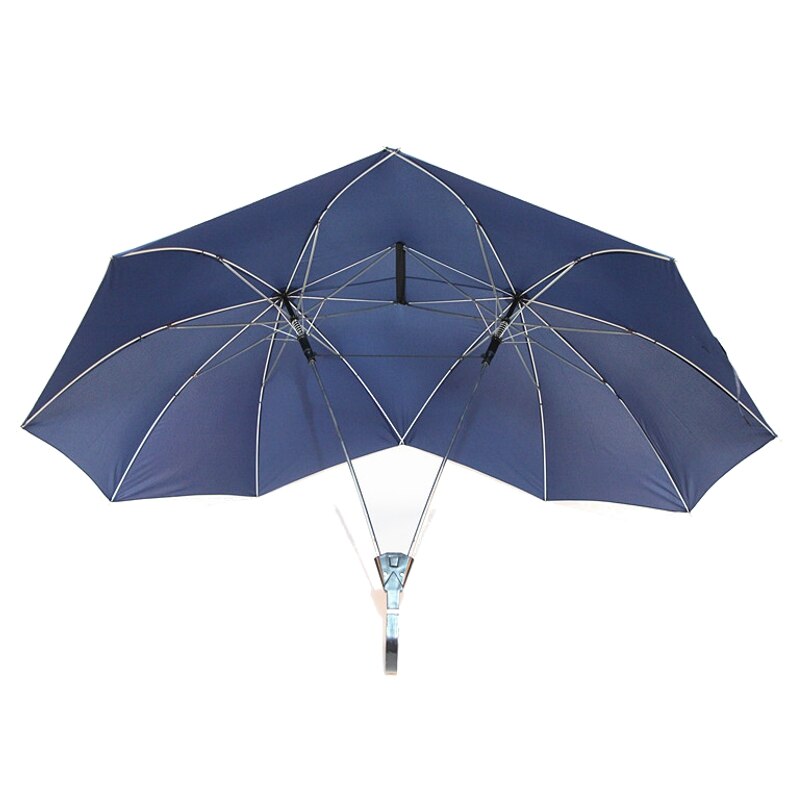 Paraguas automático para dos personas, sombrilla para amantes de las parejas, dos cabezas, doble varilla, novedad,: Azul marino