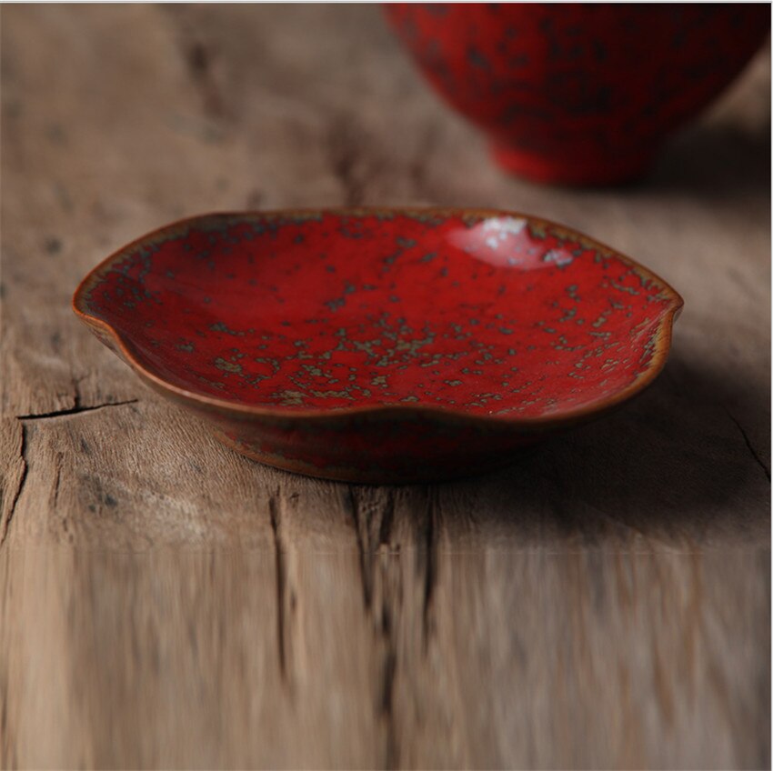 Kneden Hand 9.5X2X5.5Cm Magic Rode Jdz China Hard Keramische Kung Fu Thee Set schotel Aardewerk Mode Europese Koffie Schotel