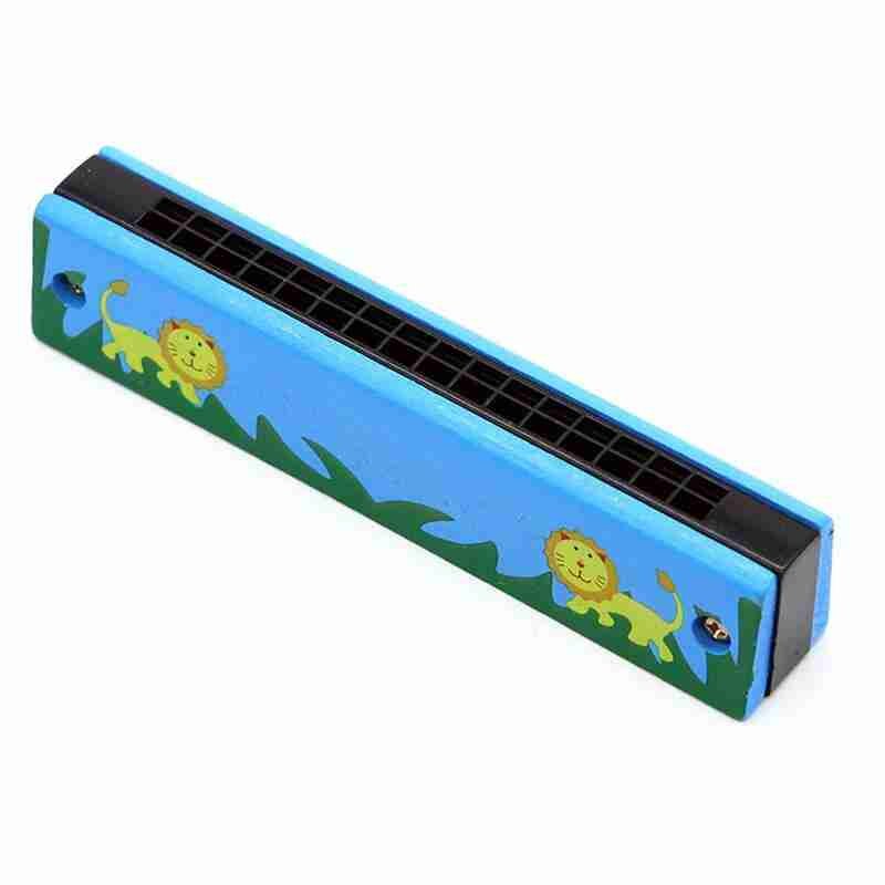 Double Row 16 Hole Harmonica Children's Wooden Painted Harmonica Musical Instrument Children's Music Educational Toys: D