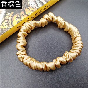 Free shippping women sweet small pure silk hair scrunchies cute gum OL basic Hair Tie Ponytail Holder: Champagne