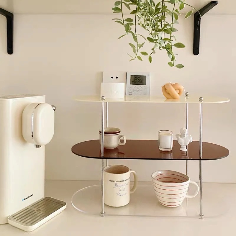 Rack de armazenamento de mesa acrílico de 3 camadas, suporte de exibição de copos de perfume e água, armazenamento de cosméticos, organizador de moldura de exibição de joias: ROXO