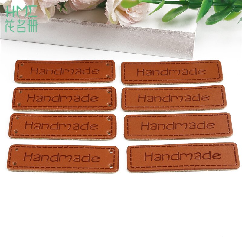 50 stuks/lot handgemaakte letterpatronen pu-leren labels reliëflabel voor doe-het-zelf kleding, kleding, jeans, tassen, schoenen, naaiaccessoires
