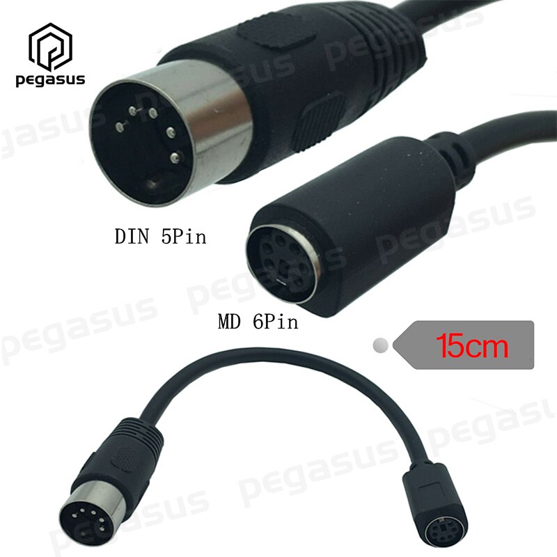 Cable adaptador para teclado y ratón, 15CM, PS2 DIN, 5 pines, macho a MD, 6 pines, hembra