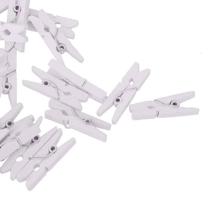 Clips pequeños de madera blanca, pinzas de 25mm, Mini pinza de madera Natural para álbum de recortes, fotos, manualidades, decoración, 50 unids/lote