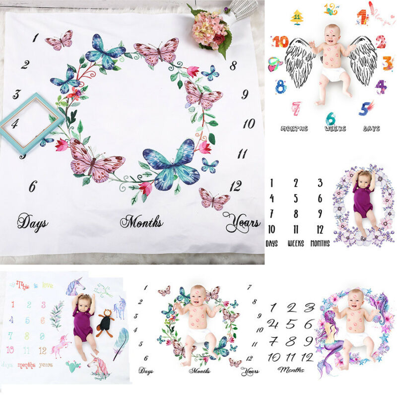 Pasgeboren Baby Meisjes Jongen Deken Milestone Fotografie Foto Props Scheuten Doek Baby Meisje fotografie stoffen Accessoires