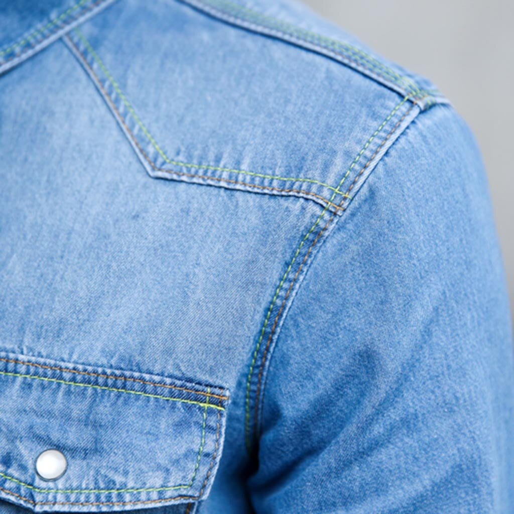 denim shirt Cotton men long sleeve casual shirts Men's Jeans Shirts for Male dress camisa masculina clothes