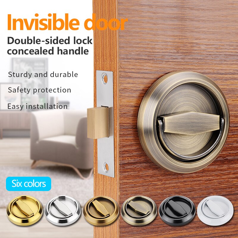 JZPENG invisible door lock bedroom door lock household universal door lock bedroom door lock universal pull ring wooden door loc