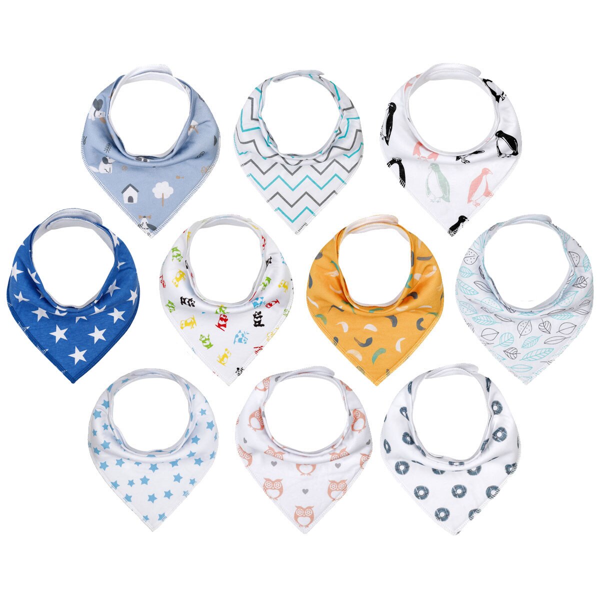 Baby Bandana Sabbern Lätzchen unisex 10 Stck Lätzchen einstellen für sabbern & Zahnen 100% Bio-baumwolle Neugeborenen Saugfähigen Hypoallergen Lätzchen: 1003