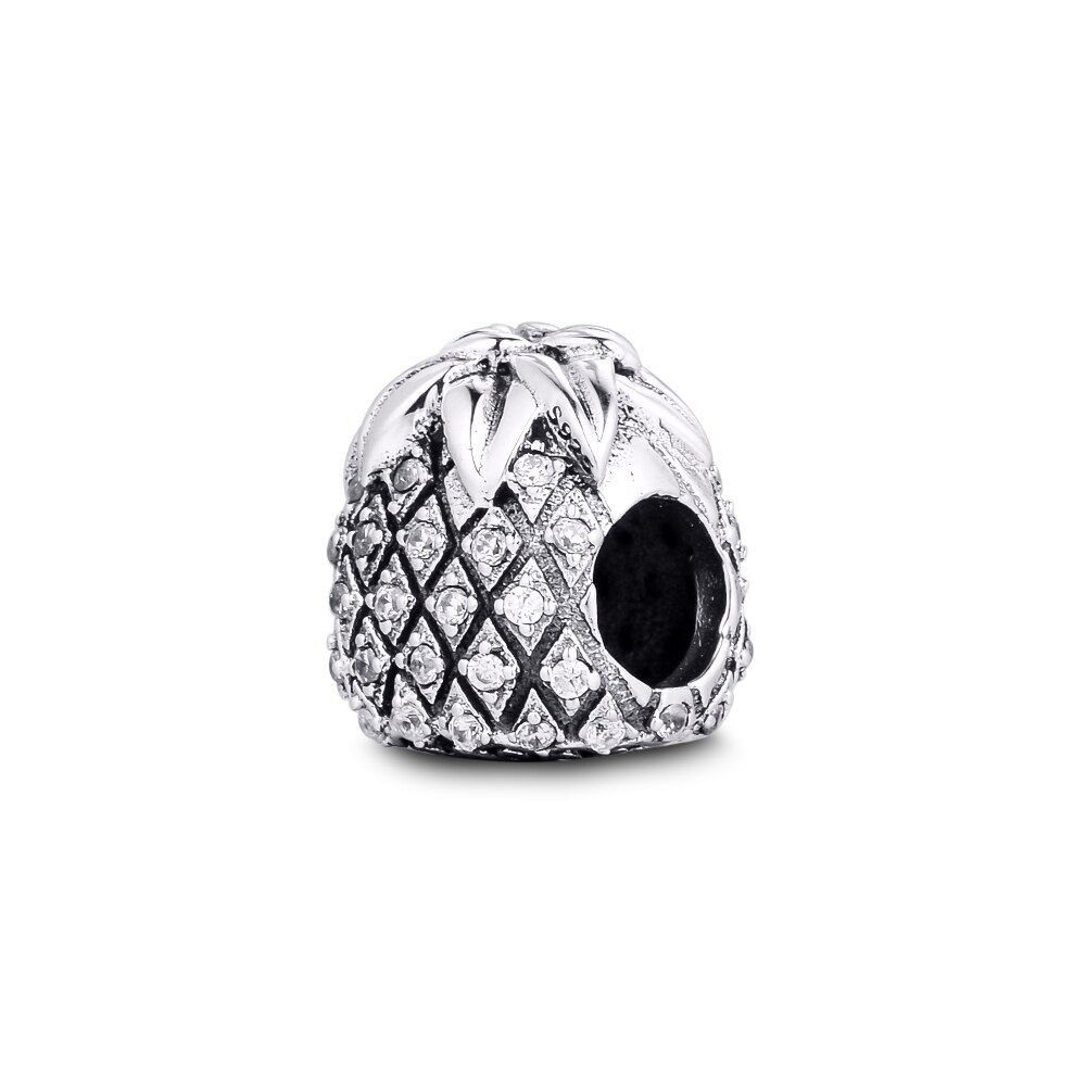 Ckk 925 Sterling Zilver Sparkling Ananas, clear Cz Charm Kralen Voor Sieraden Maken Diy Voor Vrouwen Fit Charms Armband 02025