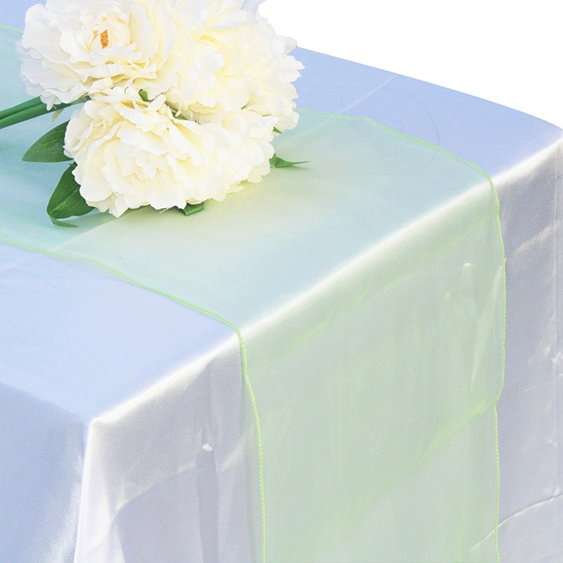 Organza Tisch Läufer Tischdecke Abdeckung Weiche schier Stoff Stuhl BöGen Beute Hochzeit 30*275CM Weihnachten Party Bankett tisch Dekor: hell Grün